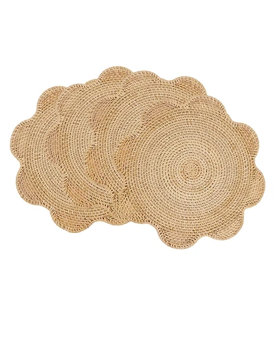 Saro Lifestyle Scalloped Rattan Round Placemats, Set of 4