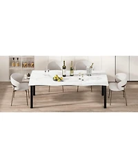 gaomon Rectangular Dining Table for 6-8, 78.7" Minimalist Table with Wave Irregular Edge, Thick Mdf Top and Metal Frame, Waterproof Scratch-Resistant