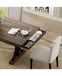 gaomon 71" Rectangular Dining Table with Two Drawers and Sturdy Frame, Large Dining Table for 6-8 People