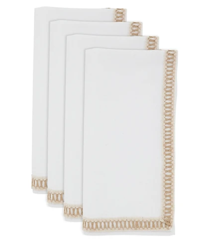 Saro Lifestyle Open Stitch Border Cotton Napkins, Set of 4
