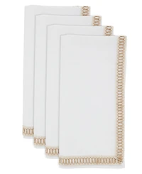 Saro Lifestyle Open Stitch Border Cotton Napkins, Set of 4