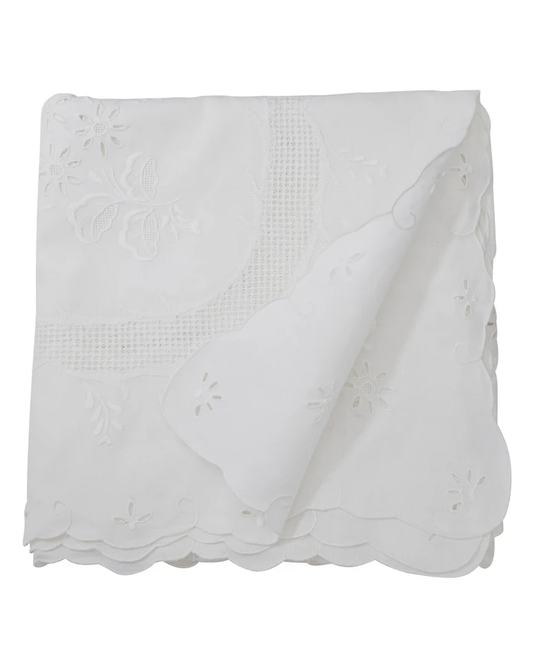Saro Lifestyle Linen Cutwork Lace Tablecloth, 54" x 54"