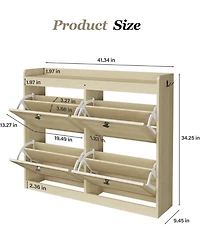 gaomon Large Shoe Storage Cabinet with 4 Flip Drawers, Narrow for Entryway Wooden Legs, Freestanding Hidden Rack Organizer