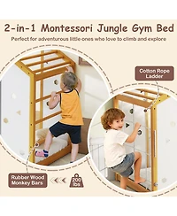 Gouun Twin Size 2-in-1 Climbing Bed with Monkey Bars and Rope Ladder