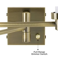 Barnes and Ivy Modern Swing Arm Wall Lamp Base Dark Antique Brass Plug-In Light Fixture for Bedroom Bedside Living Room Reading