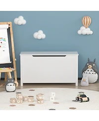 Rainsken Kids Toy Chest, Wooden Toy Box Storage Organizer, Bench with Safety Hinged Lid for Playroom