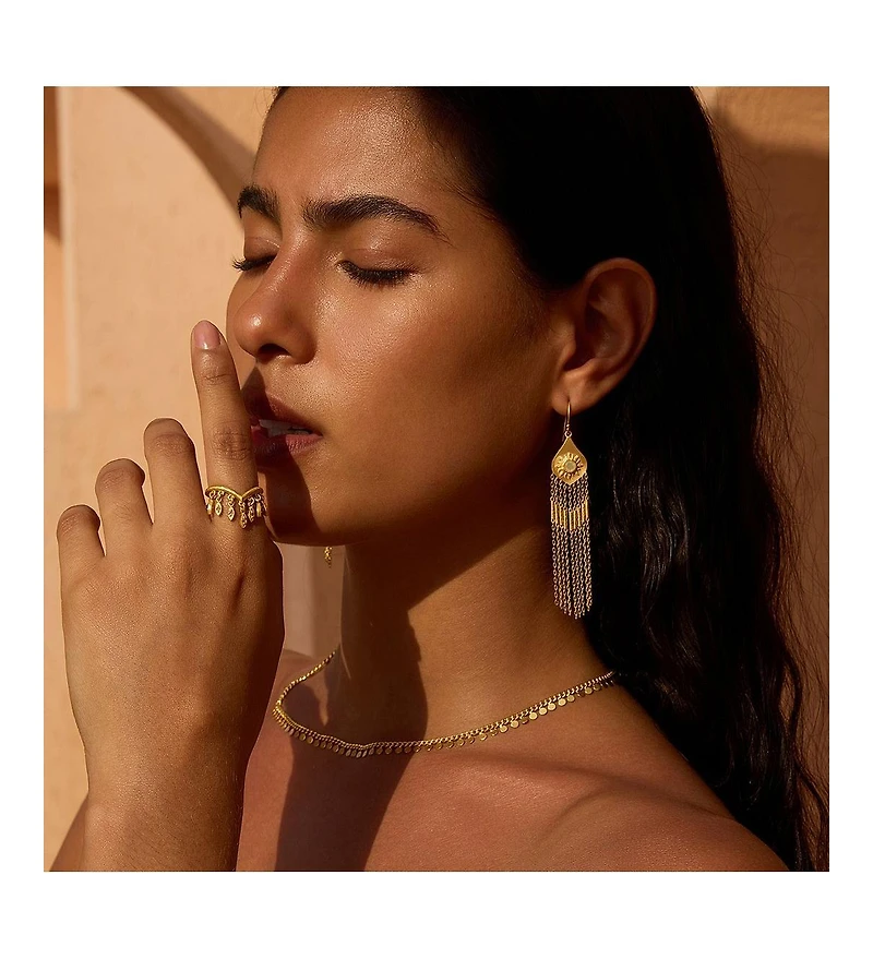 Satya Jewelry Daybreak Opal Sun Fringe Earrings