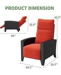 gaomon Outdoor Reclining Patio Chair with Adjustable Backrest Footrest All Weather Wicker Chaise Lounge Air Pump 150degree(s) Lay Flat