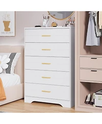 gaomon Tall Dressers for Bedroom with 5 Drawers, Wood Dressers for Closet, Living Room, Hallway, Entryway