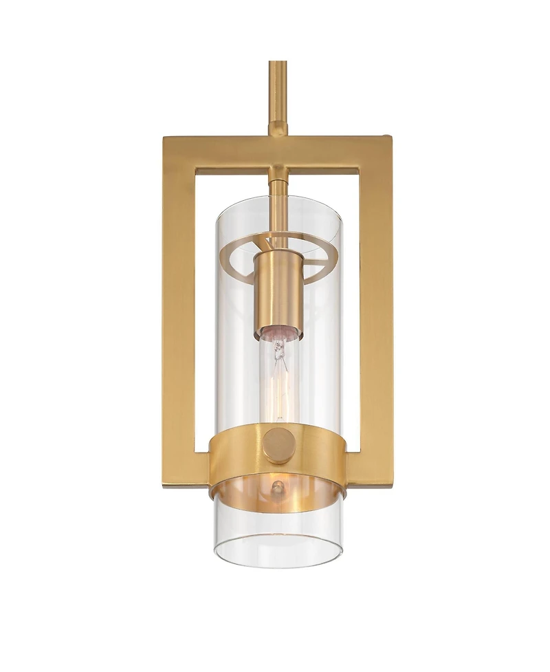 Possini Euro Design Camden Brass Mini Pendant Wide Modern Open Rectangle Clear Glass Fixture for Dining Room Kitchen Island