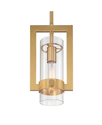 Possini Euro Design Camden Brass Mini Pendant Wide Modern Open Rectangle Clear Glass Fixture for Dining Room Kitchen Island