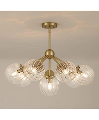 Possini Euro Design Halloran Brass Fluted Glass 8-Light Pendant Light