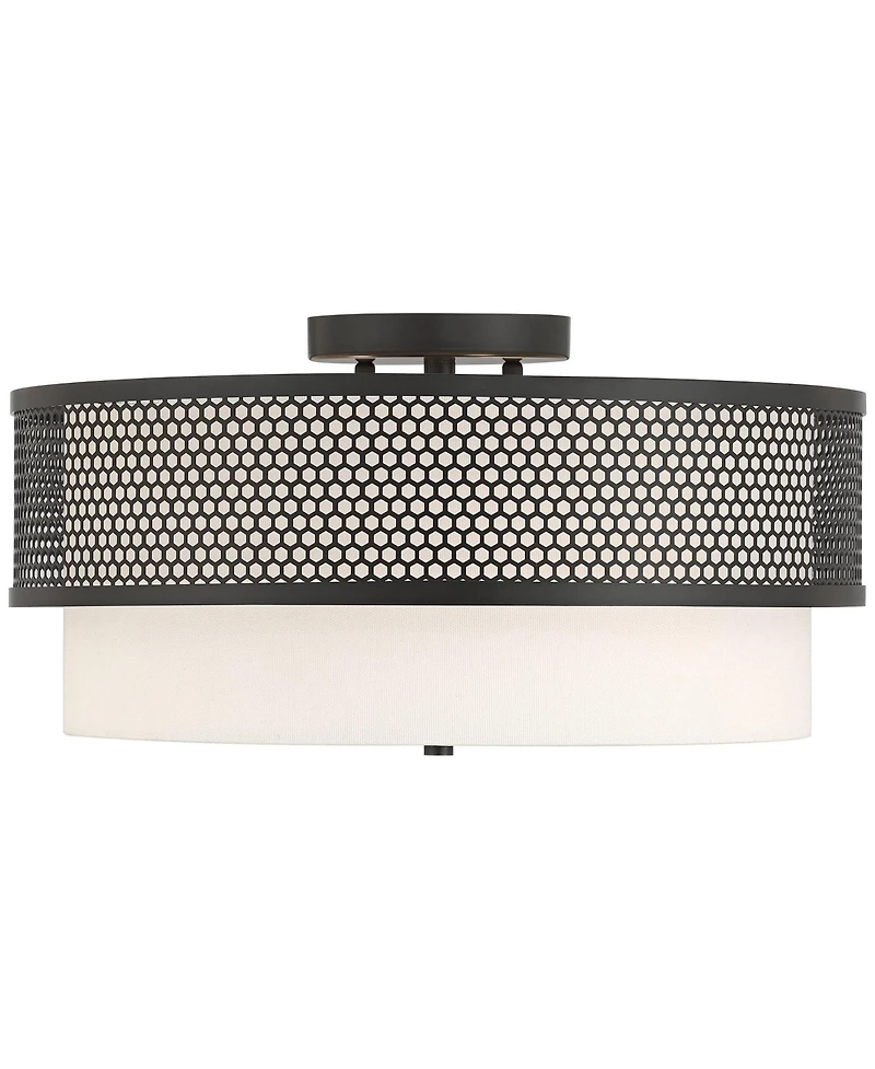 Possini Euro Design Possini Euro Marino Wide and Linen 3-Light Ceiling Light