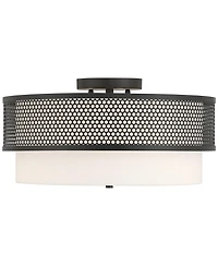 Possini Euro Design Possini Euro Marino Wide and Linen 3-Light Ceiling Light