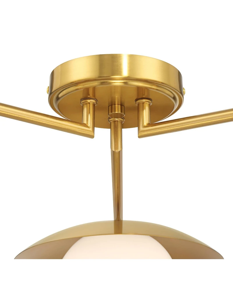 Possini Euro Design Casoria Wide Brass Gold Opal 3-Light Ceiling Light