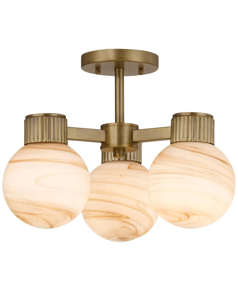 Possini Euro Design Jupiter 13 Brass and Glass 3-Light Ceiling Light