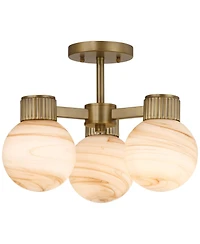 Possini Euro Design Jupiter 13 Brass and Glass 3-Light Ceiling Light