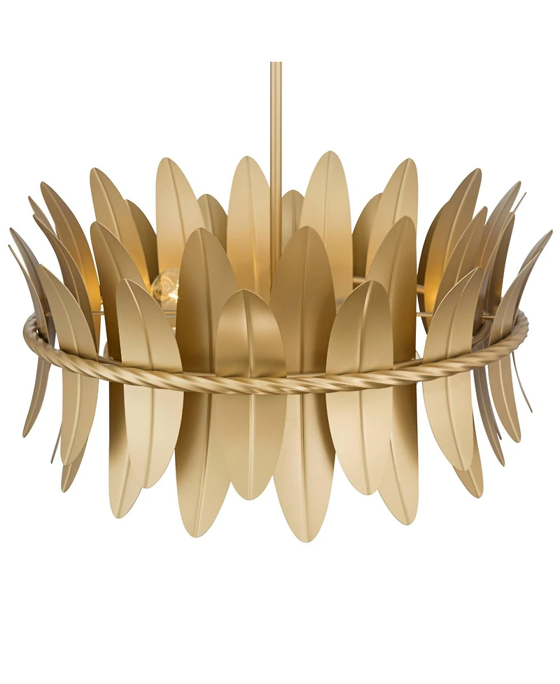 Possini Euro Design Saranda 21 Gold Banana Leaf 4-Light Pendant Light