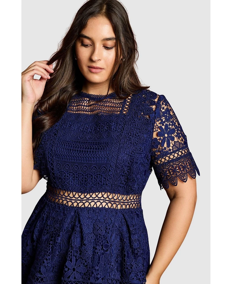 Coast Women's Short Sleeve Lace Midi Dress