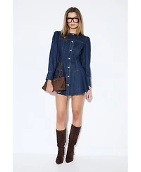 MissPap Women's Premium Denim Balloon Sleeve Dress