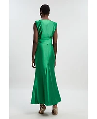 Karen Millen Women's Satin Twill Draped Maxi Dress