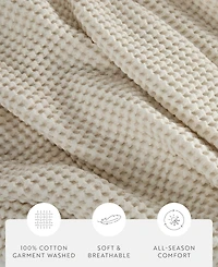 ienjoy Home Waffle Weave Cotton Blanket, Twin/Twin Xl