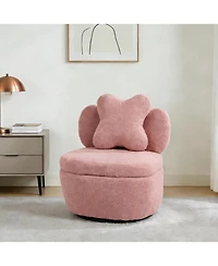 gaomon Teddy Velvet Swivel Accent Chair with Storage,360 Rotating Barrel Chair with Star Pillow,Upholstered Comfy Single Sofa Chair for Living Room