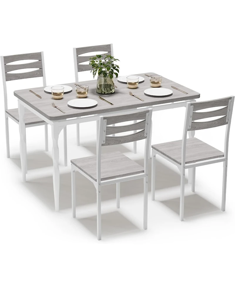 gaomon 5 Piece Dining Table Set, Industrial Style Dining Table and Chairs Set for 4, Kitchen Table Set for Dining Room