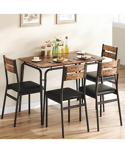 gaomon Dining Table Set for 4, Kitchen Table and Chairs for 4 ,Wood Modern Rectangle Dinner Table With Upholstered Seat