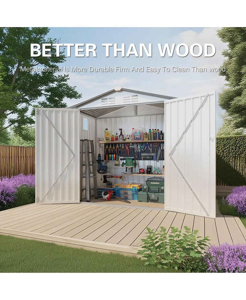 Mondawe 6 x 3.6 Ft Outdoor Metal Storage Shed with Window, Lockable Door, Compact Garden Tool Shed