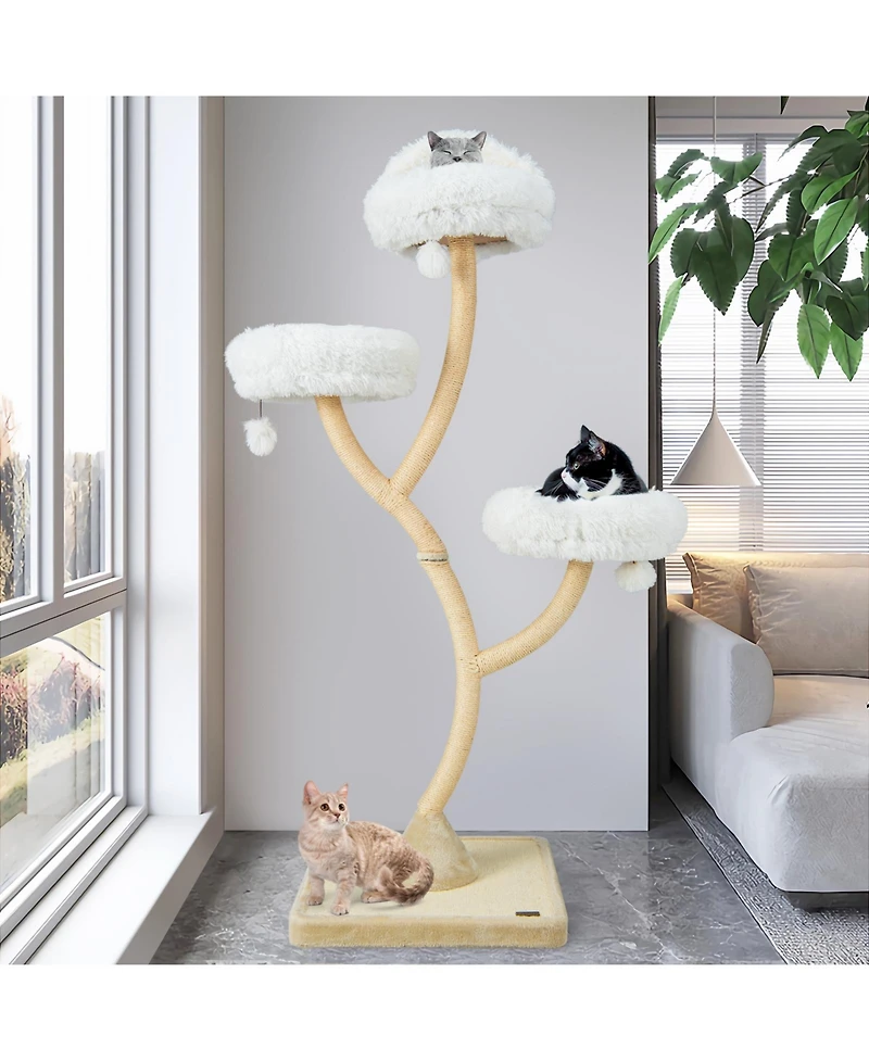Cozito Cat Tree 70 in 4-Layer Tower with 3 Perches Dangling Balls