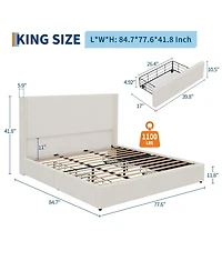 Homfan Upholstered Platform Bed Frame with Storage Drawers
