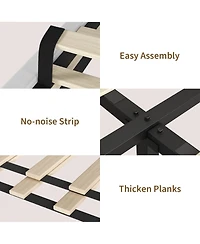 homfan Upholstered Platform Bed Frame with Adjustable Height Vertical Channel Tufted Headboard, Sturdy Wooden Slats, Noise-Free