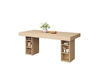 gaomon 6-8 Person Farmhouse Wooden Dining Table with Storage Cubes