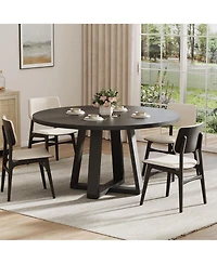 gaomon 4-6 Person Round Farmhouse Dining Table with Pedestal