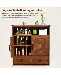 Homfan Farmhouse Wall Cabinet with Barn Doors and Adjustable Shelf, 25 Wide Bathroom Storage Organizer for Bath, Laundry Entryway