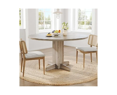 gaomon 4-Person Small Round Farmhouse Dining Table with Pedestal