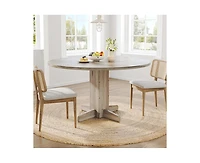 gaomon 4-Person Small Round Farmhouse Dining Table with Pedestal