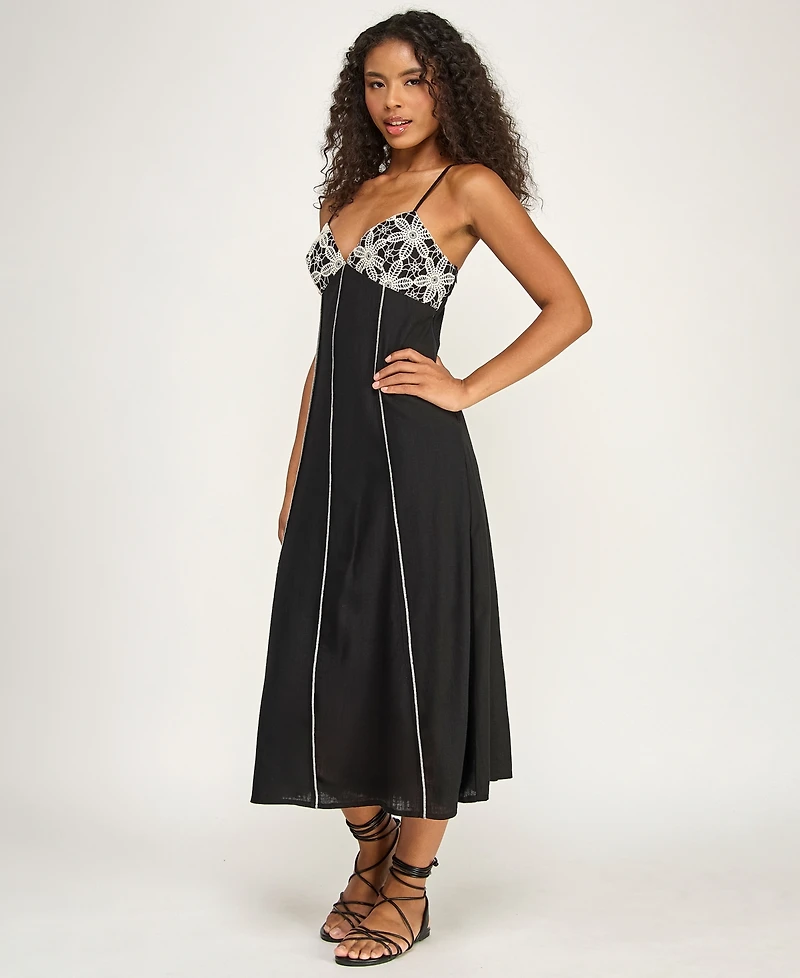 Seni & Cade Juniors' Crochet Trim Midi Dress