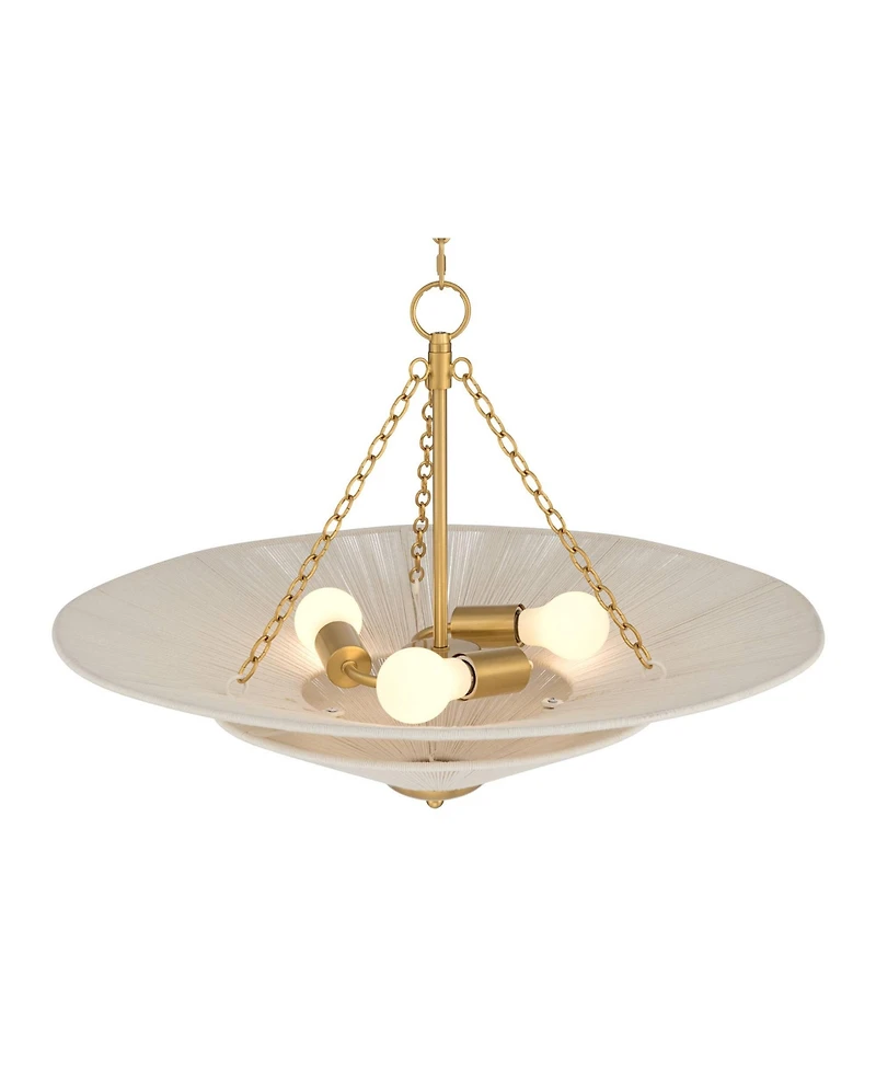 Possini Euro Design Griner Burnished Brass 3-Light Rope Chandelier