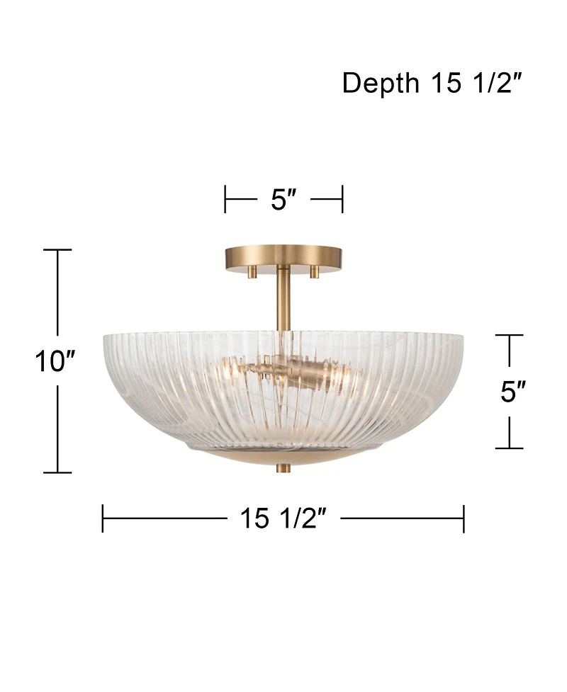 Possini Euro Design Molini Wide Warm Brass Bowl 3-Light Ceiling Light