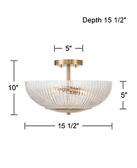 Possini Euro Design Molini Wide Warm Brass Bowl 3-Light Ceiling Light