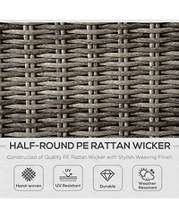 Outsunny Outdoor 4pcs Patio Furniture Set, 2 Plastic Rattan Chairs, 1 Pe Wicker Loveseat Sofa, 1 Center Coffee Table, Soft Cushions for Backyard, Gard