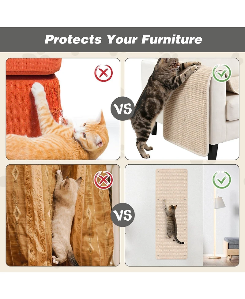 Aronkl Extra Large Thickened Cat Wall Climbing Carpet Scratch Pad with Fixed Nails Furniture Protector