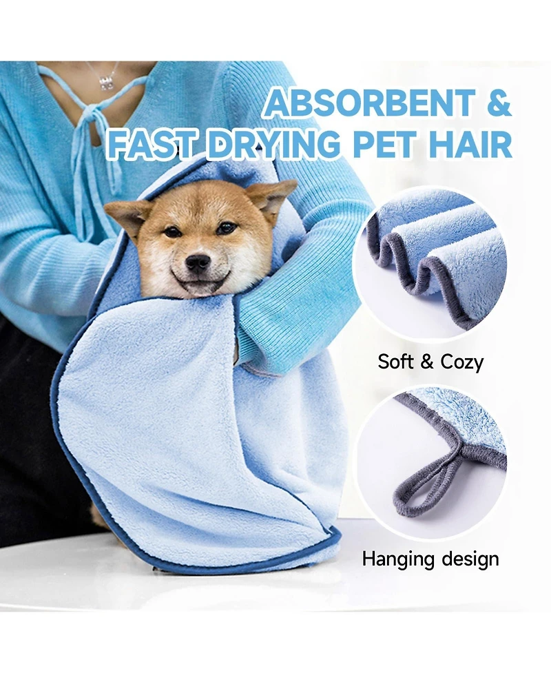 Aronkl 2 Piece Pet Bathing Kit with Washing Gloves and Quick Drying Towel