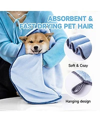 Aronkl 2 Piece Pet Bathing Kit with Washing Gloves and Quick Drying Towel