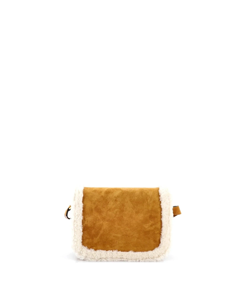Pre-Owned Gucci Small Horsebit 1955 Shoulder Bag Suede with Shearling