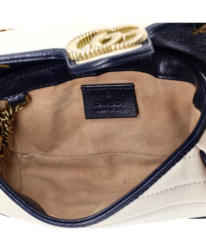 Pre-Owned Gucci Super Mini Gg Marmont Flap Bag Diagonal Quilted Leather