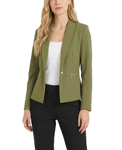 Ny Collection Petite Cropped Long Sleeve Crepe Jacket