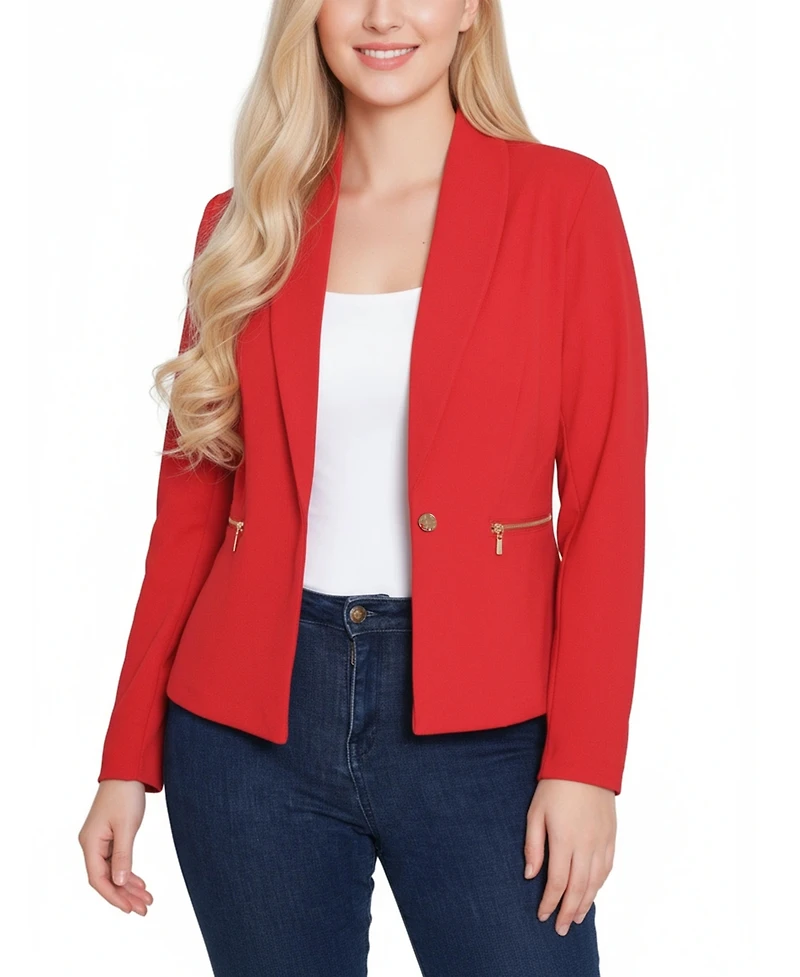 Ny Collection Petite Cropped Long Sleeve Crepe Jacket